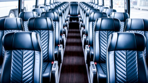 55 passenger charter bus inside santa clara